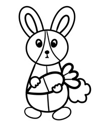 Black stripes, rabbits holding carrots. Geometry