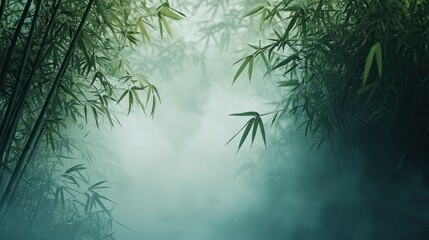 Bamboo forest in mist,Natural background , ai