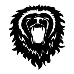 Black lion icon. Lion glyph. Lion Silhouette
