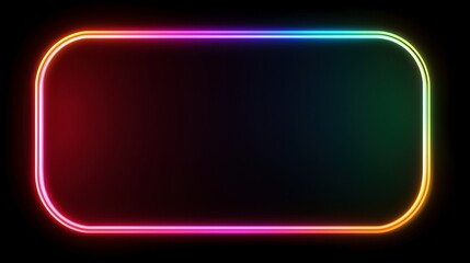 Fototapeta premium An unembellished black surface highlighted by a large oblong neon frame, adding a vibrant contrast.