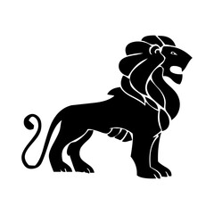 Black lion icon. Lion glyph. Lion Silhouette
