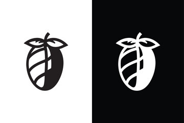Mango icon with black and white background.