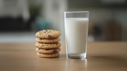 A glass of cold milk with a stack of chewy, caramel-stuffed cookies beside it.