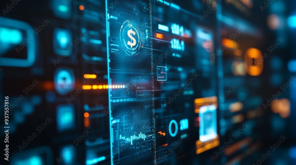 Aufkleber abstract digital financial market interface with futuristic data visualization. technological backgr