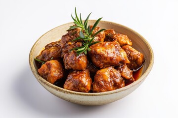 Chicken Rendang, A variation that uses chicken instead of beef. isolated on white background