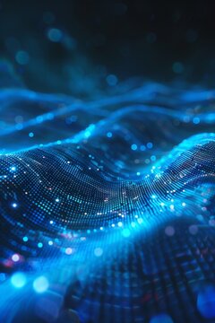 Futuristic Blue Digital Waves Background