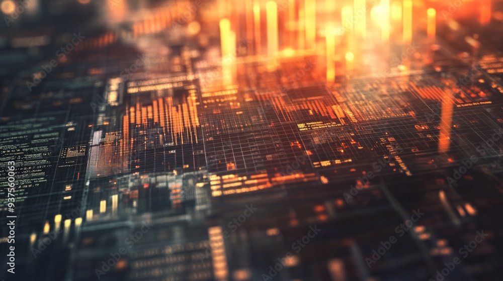 Poster abstract futuristic circuit board with glowing data lines, perfect for tech, innovation, or artifici