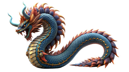 a naga whose tail is ornately patterned 3d on a transparent background