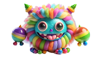 Obraz premium a colorful candy creature 3d on a transparent background