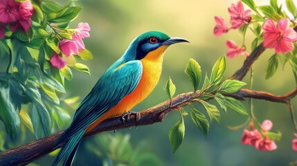 Obraz premium 3D wallpaper design for beautiful bird , ai