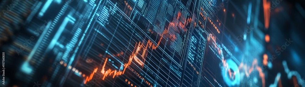 Poster abstract glowing chart data graph, representing technology and digital analytics. suitable for finan