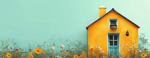 Housewarming party template with home-themed designs and plenty of copy space