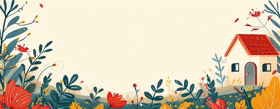 Housewarming party template with home-themed designs and plenty of copy space