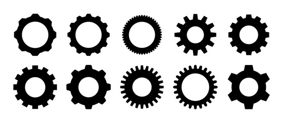 Gear set. Black gear set. Gear setting vector icon. Gear wheel isolated on white background