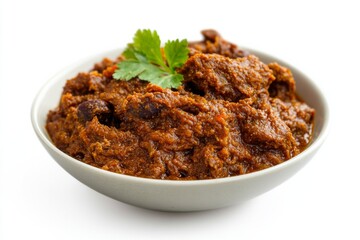 Stinky Bean Rendang, A vegetarian option using jengkol beans, known for their strong odor and unique taste. Isolated on White Background