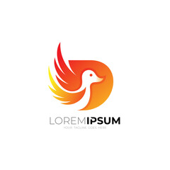 Obraz premium D logo and duck design combination, winged animal icon