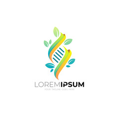 DNA logo and tree logo nature, 3d colorful design, clinic ikon