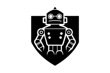 Robot logo icon silhouette vector art illustration