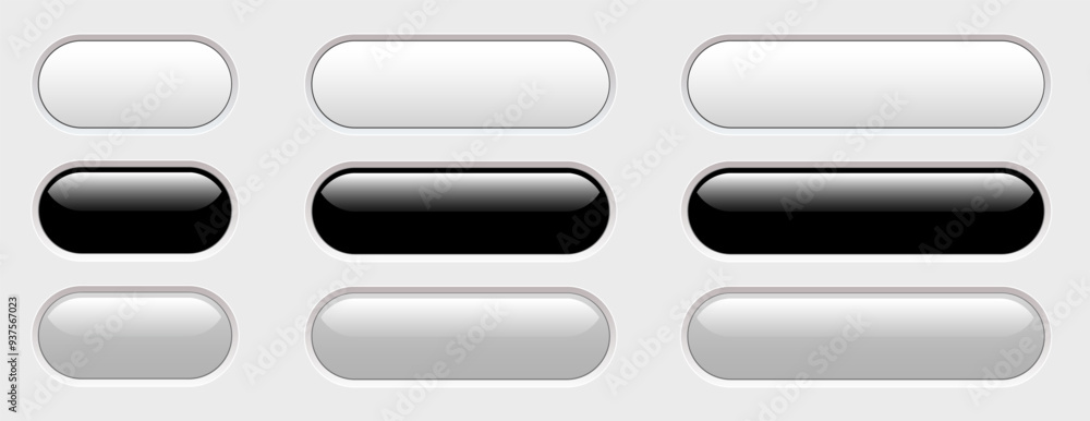 Poster buttons white, gray and black isolated, interesting navigation panel for website