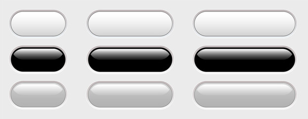 Buttons white, gray and black isolated, interesting navigation panel for website