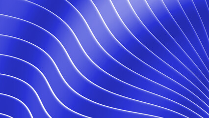 Blue striped pattern background, 3d lines design, abstract minimal wavy background for business presentation.