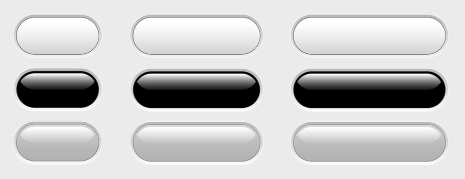 Buttons white, gray and black isolated, interesting navigation panel for website