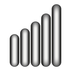 Trendy Chrome mobile signal level template design isolated transparent background. Metal effect mobile strength symbol. Vector illustration for web design. EPS 10