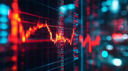 Digital stock market data on a computer screen, highlighting financial graphs and analytics in a digital trading environment.