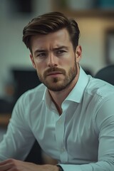 Obraz premium Portrait of Handsome Business Man in White Shirt