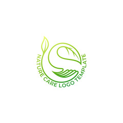 Hand care logo template, line style design nature, green color