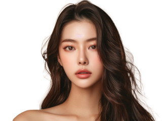 Young Asian beauty woman model long hair with korean makeup style