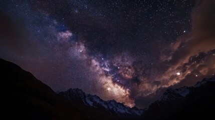 Fototapeta premium Clouds streak across the Milky Way , ai
