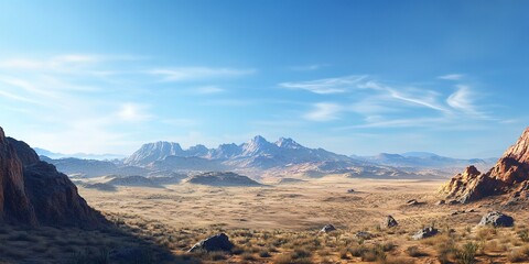 Naklejka premium vast beauty of a mountainous desert landscape under the clear blue sky