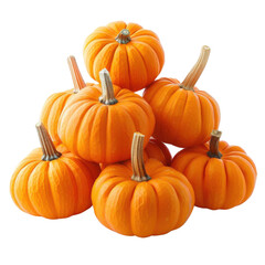 Obraz premium Fresh, vibrant pumpkins stacked together, showcasing their bright orange color and textured skin, evoking sense of autumn and harvest joy. 