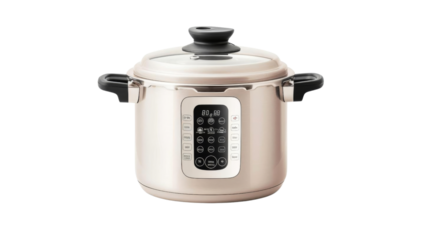 Modern electric pressure cooker with digital display and sleek design 