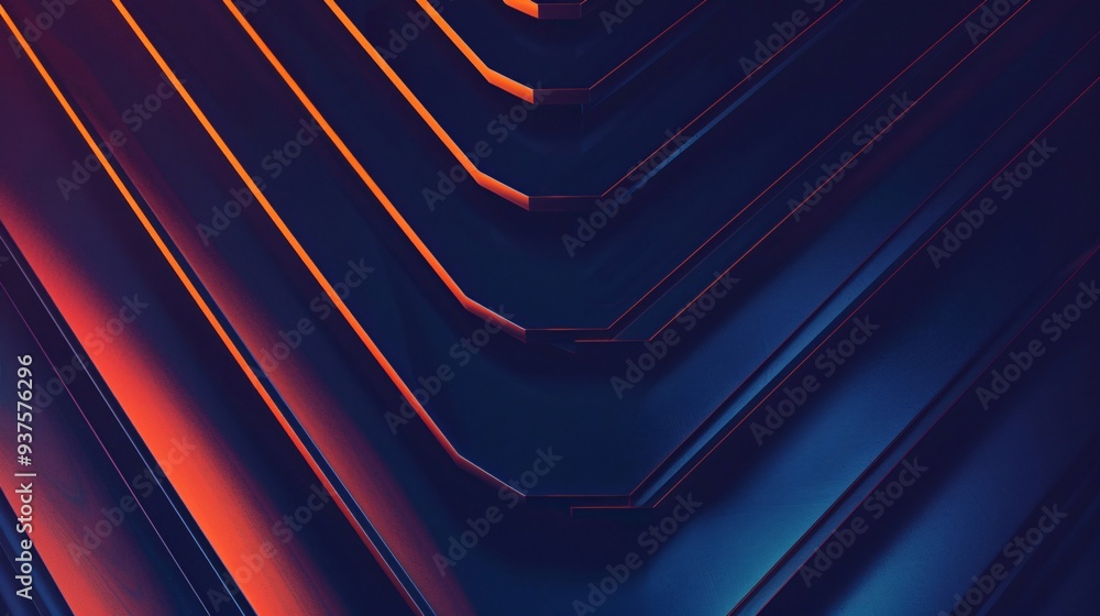 Poster Abstract Geometric Background with Glowing Lines and Shapes