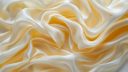 Fototapeta premium Soft folds of a cream-colored knitted fabric invite touch, offering a cozy and inviting texture for backgrounds and designs.