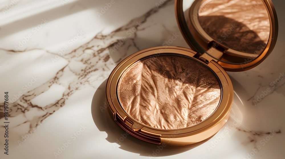 Aufkleber high contrast image of a bronzer palette in a minimalist setting ai generated illustration