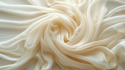 Soft folds of a cream-colored knitted fabric invite touch, offering a cozy and inviting texture for backgrounds and designs.