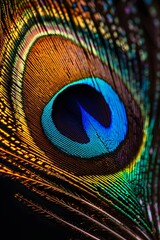 Obraz premium High contrast view of a peacock feathers intricacy AI generated illustration