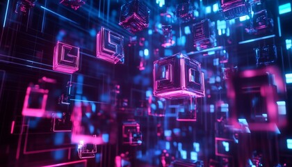 Abstract Neon Cubes.