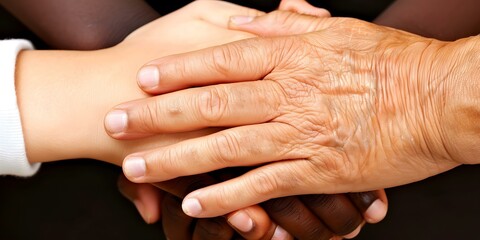 Fototapeta premium Three Hands of Different Races Layered Together