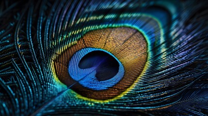 Obraz premium High contrast view of a peacock feathers intricacy AI generated illustration