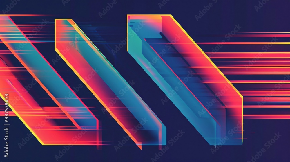 Poster abstract geometric design with vibrant colors and dynamic lines