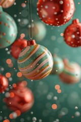 Holiday-inspired 3D abstract background with cute ornaments AI generated illustration