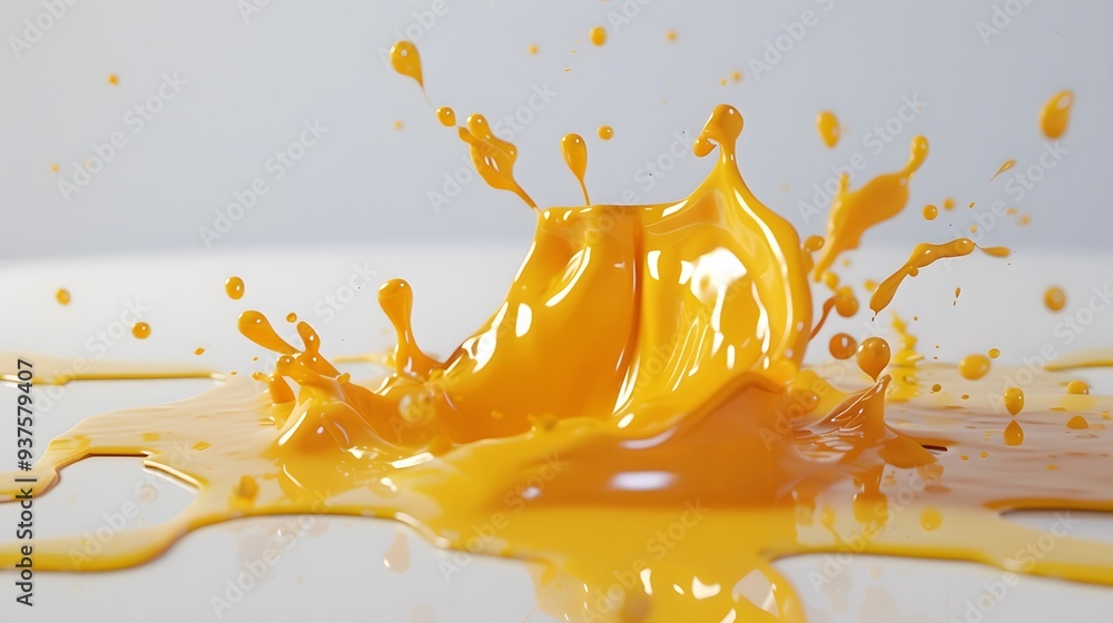 Aufkleber hyperrealistic artwork of a honey drop splashing on a white surface ai generated illustration