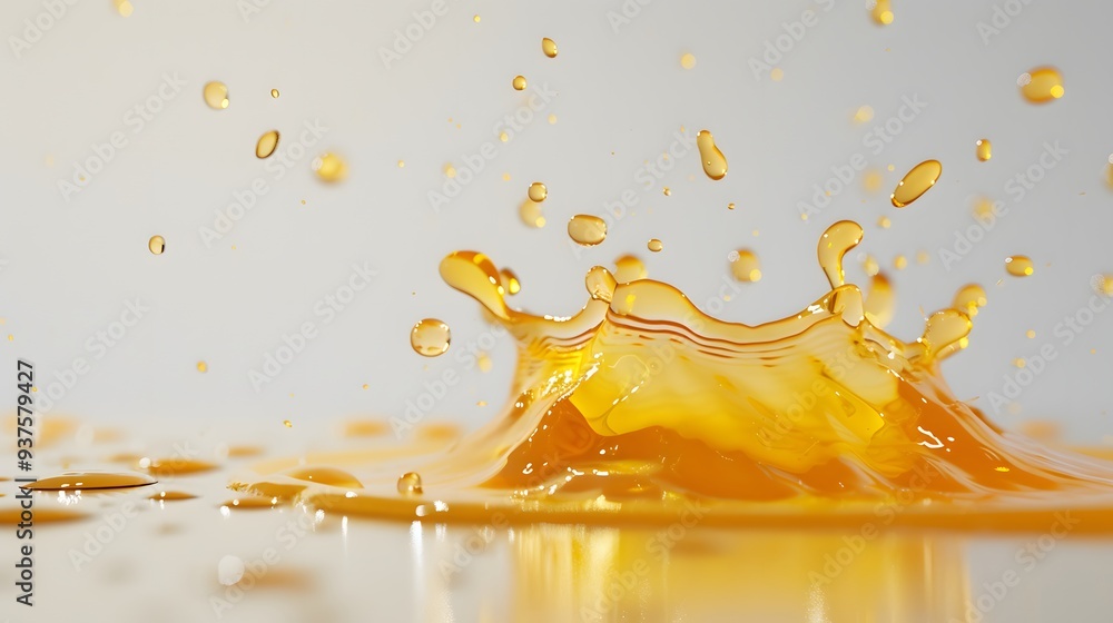 Aufkleber hyperrealistic artwork of a honey drop splashing on a white surface ai generated illustration