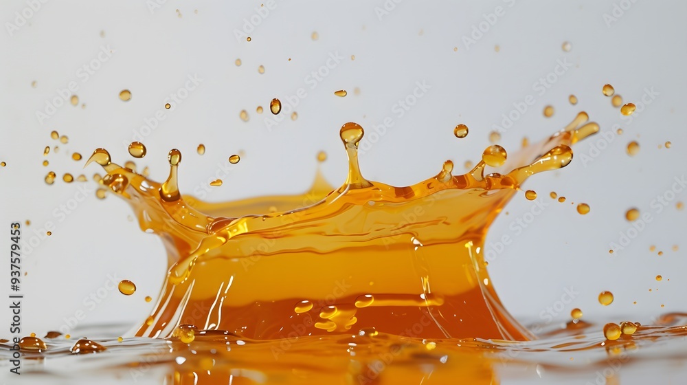 Aufkleber hyperrealistic artwork of a honey drop splashing on a white surface ai generated illustration