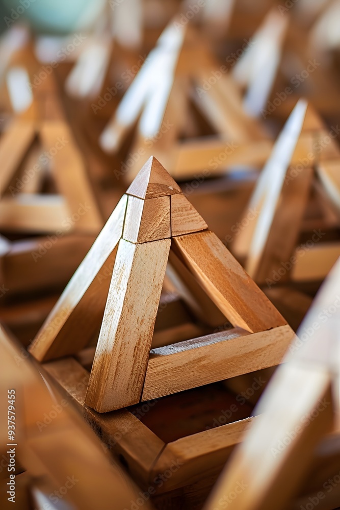 Aufkleber hypnotic slow motion of creating triangular block structures ai generated illustration