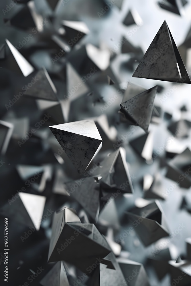 Aufkleber hypnotic slow motion of creating triangular block structures ai generated illustration
